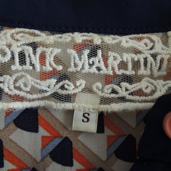 Pink Martini Blue & Orange Geo Print Retro Dress S *Runs L - Picture 9 of 10